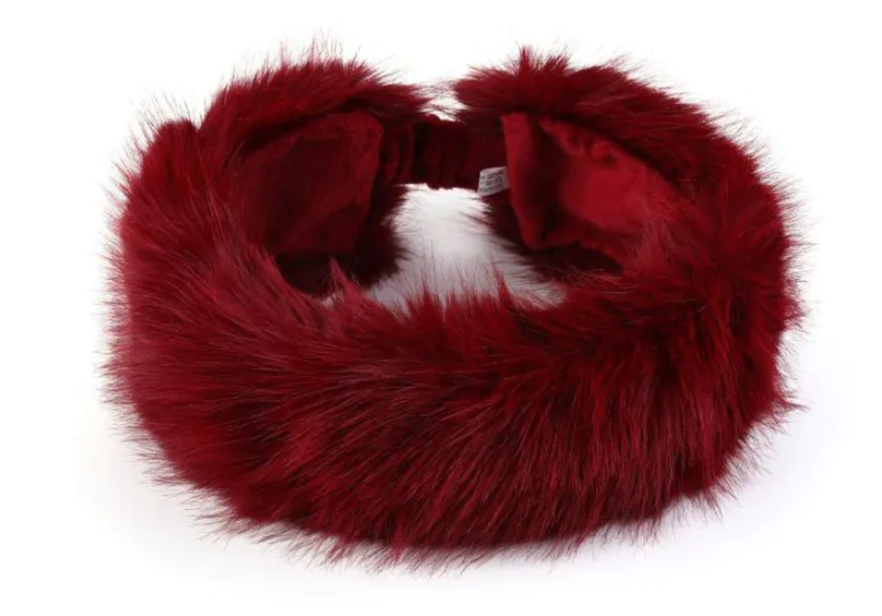 Sunset hoofdband fake fur ha70411 Bordeaux