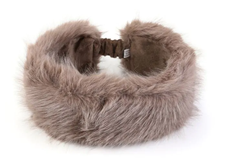 Sunset hoofdband fake fur ha70411 Taupe