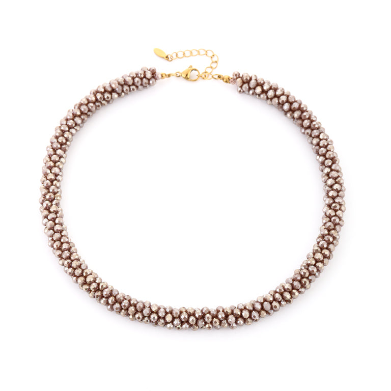 Sunset korte ketting beige