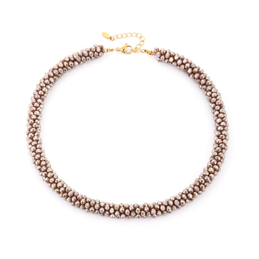 Sunset korte ketting beige