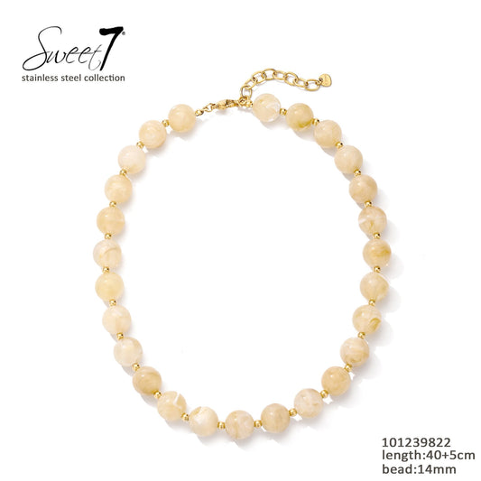Sweet 7 korte ketting beige, stainless steel