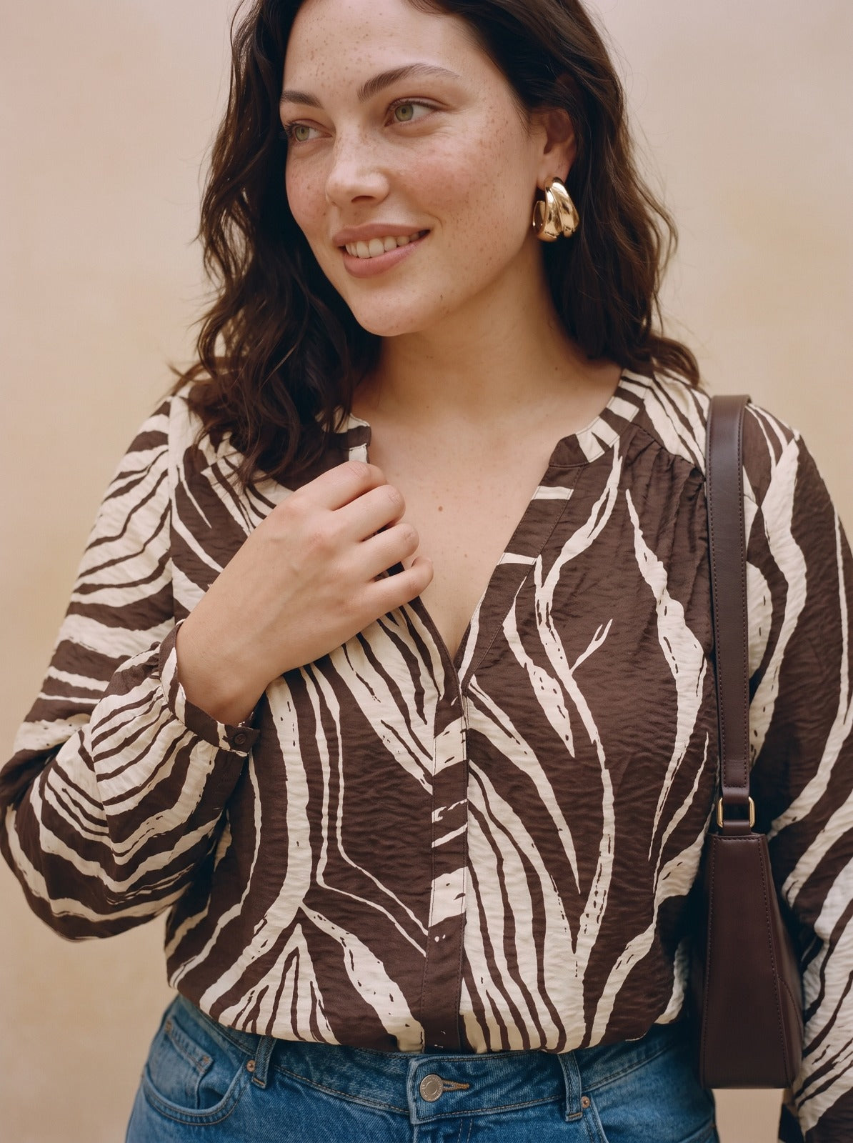 Vero Moda Curve blouse zebraprint Chocolate Torte