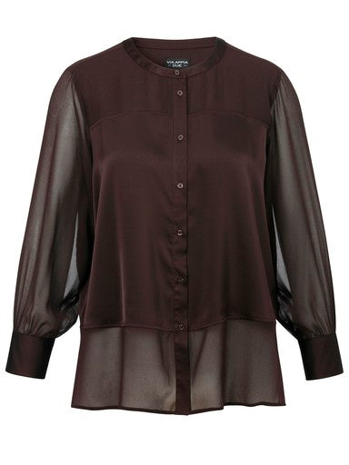 Via Appia blouse met doorschijnende mouwen bruin