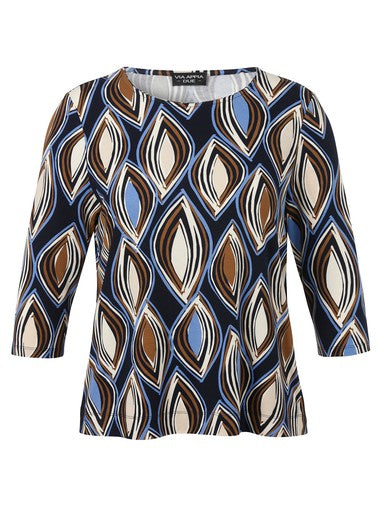 Via Appia shirt met grafische print Blauw