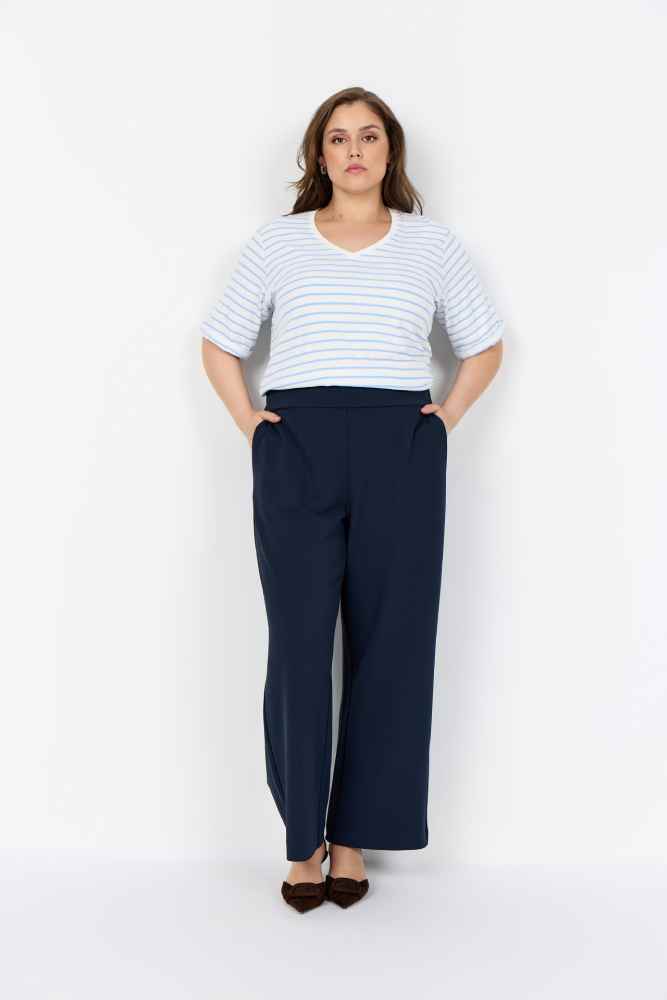 Wasabi broek wide leg, blauw, detailfoto