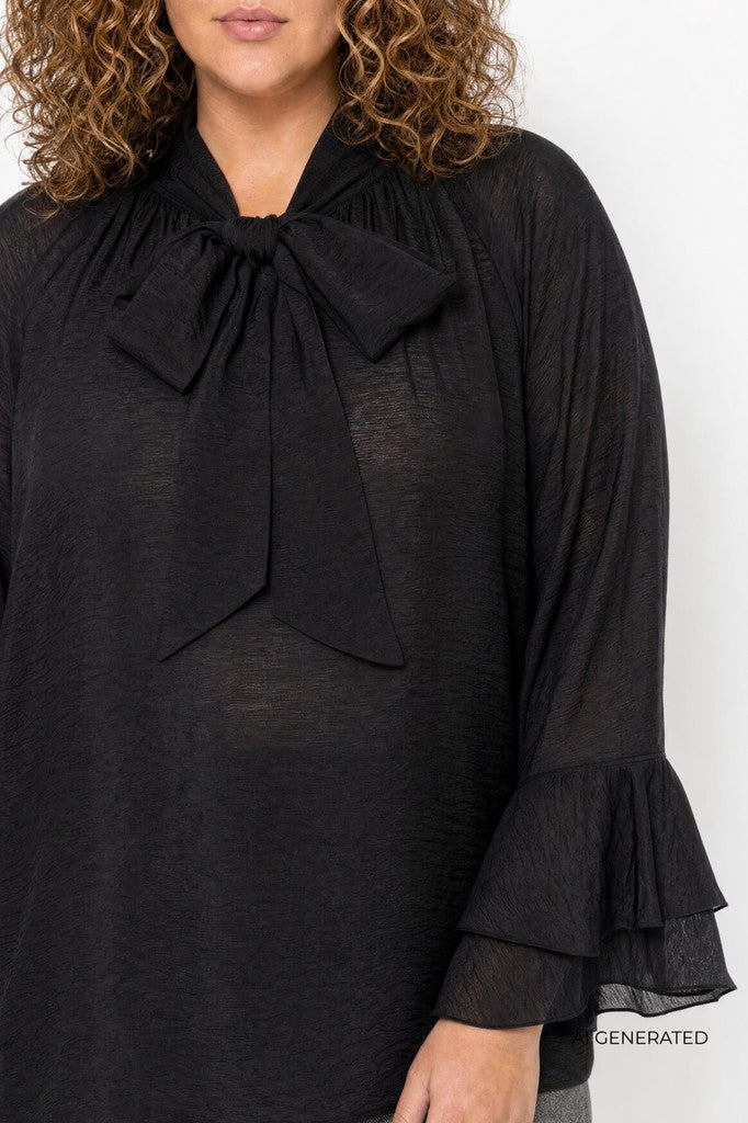 Wasabi blouse zwart, detailfoto