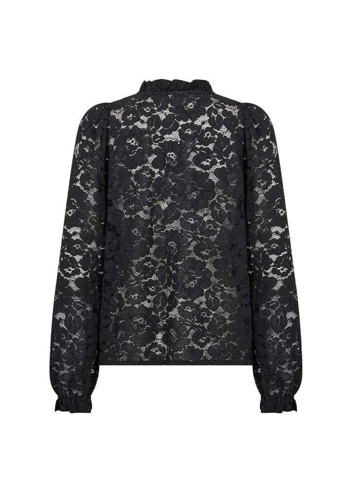 Wasabi kanten blouse zwart, detailfoto