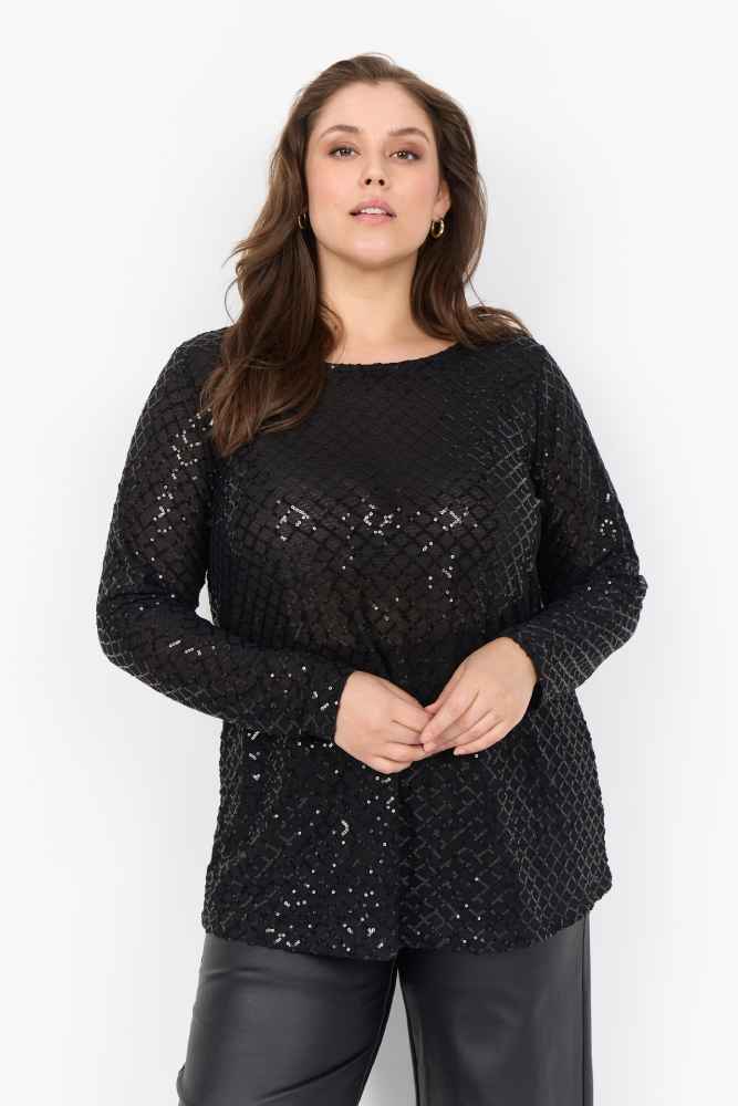 Wasabi glitter shirt W20460 Zwart