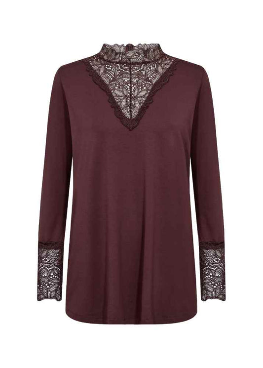 Wasabi shirt met kant bruin