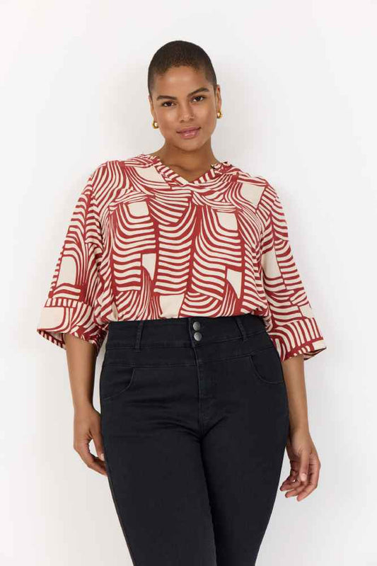 Wasabi shirt met print W10470 LOVIS Rood