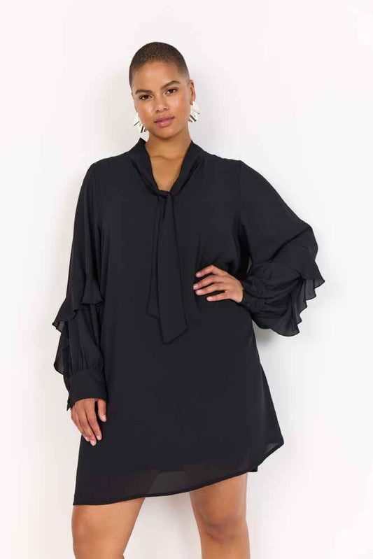 Wasabi voile jurk met strik detail W10602 Therese Zwart