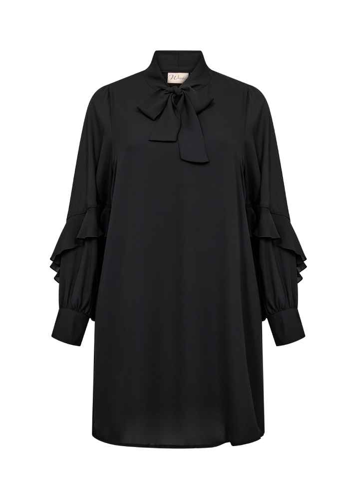 Wasabi voile jurk met strik detail W10602 Therese Zwart