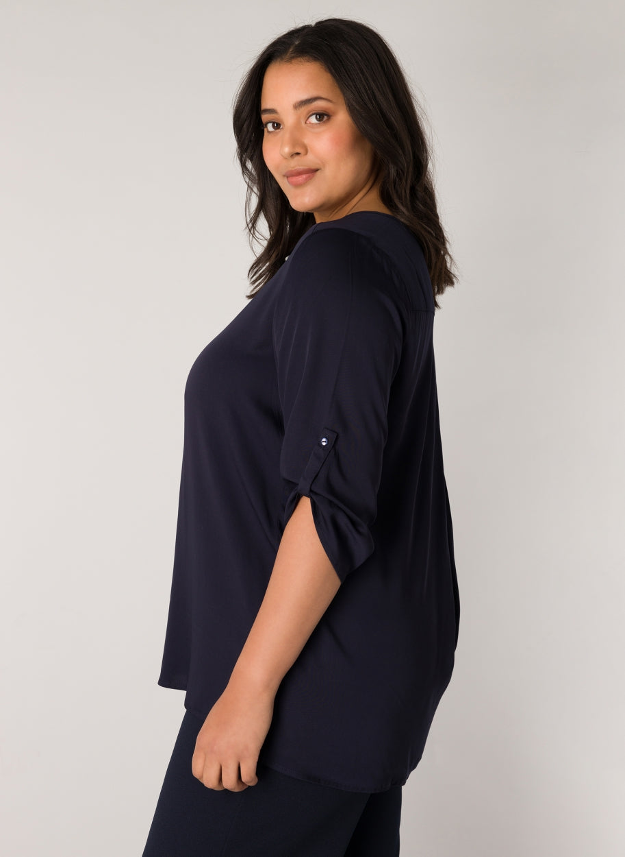 Yanina - Blouse met v-hals blauw