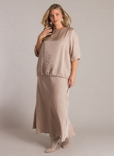 Yest Curve glanzende blouse Jolanda A006052 Taupe