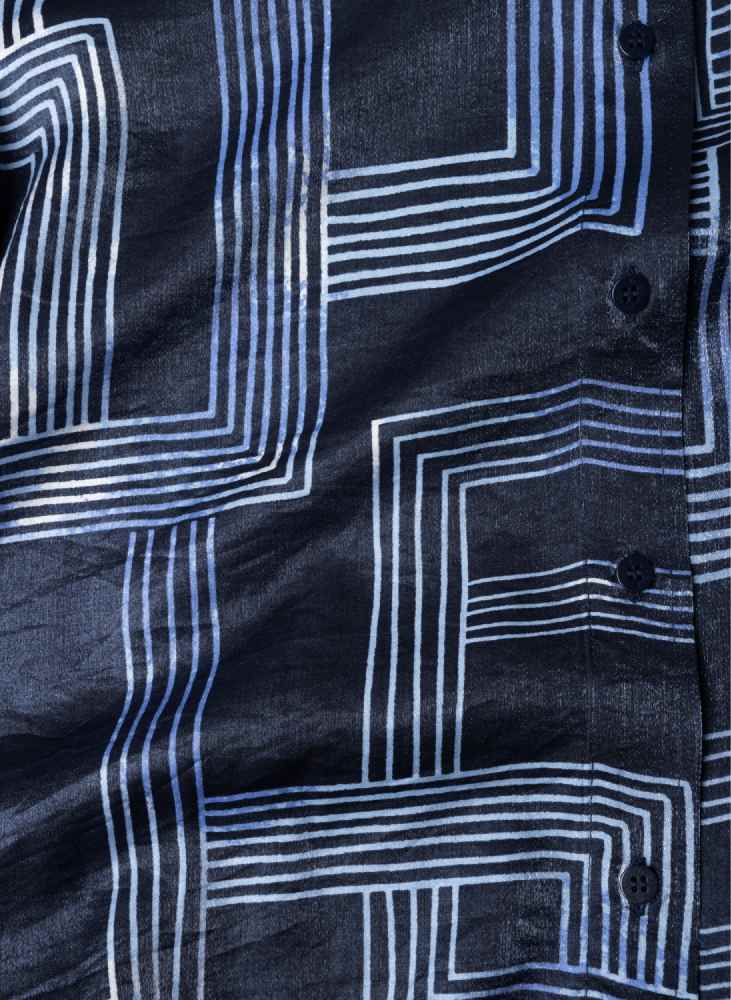 Yest Curve blouse met grafische print en lange mouwen A005713 Fiora navy