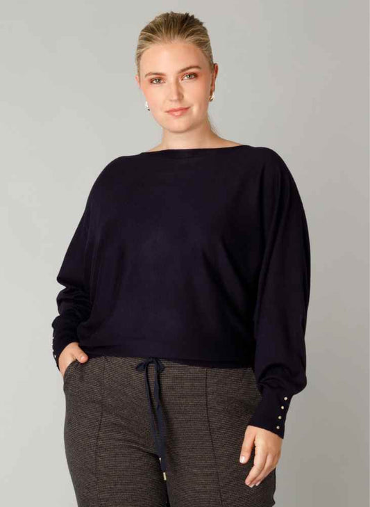 Yest Curve dunne trui met boothals A005730 Roel navy