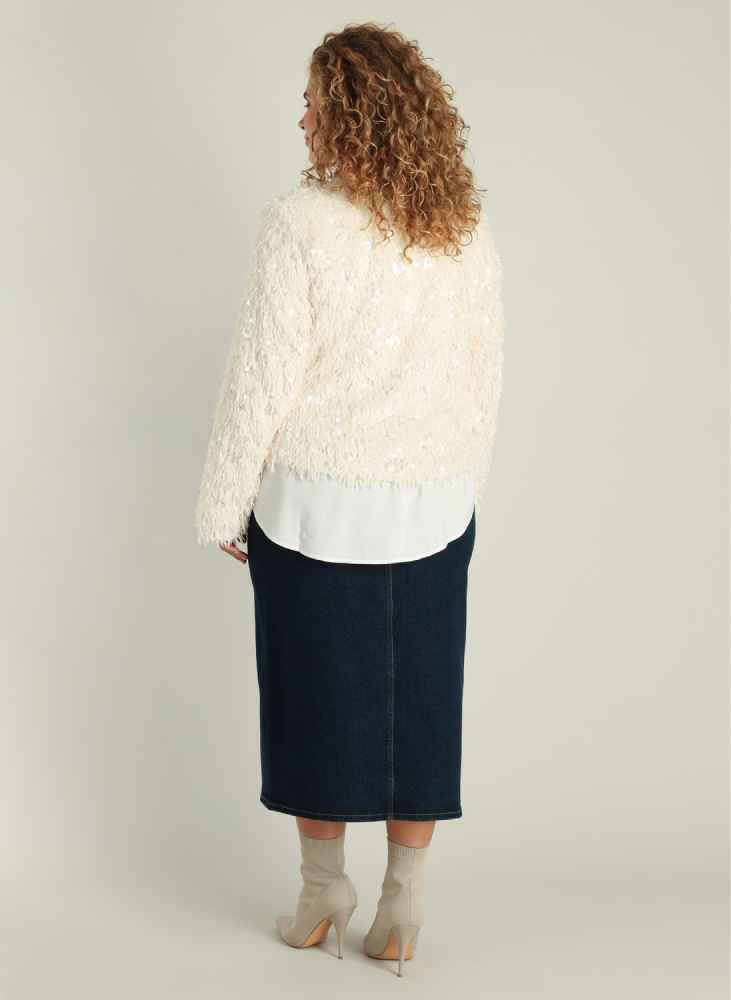 Yest Curve fluffy vest met pailetten A005847 off white