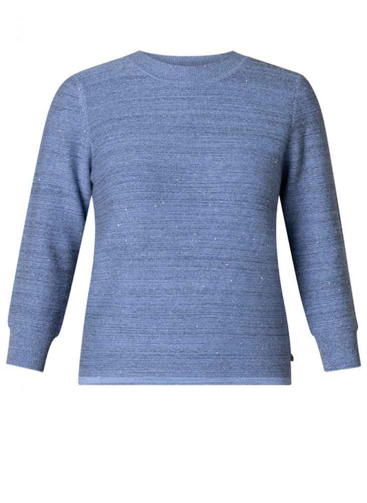 Yest Curve gebreide trui met glitterdraad A005963 Franceska blue