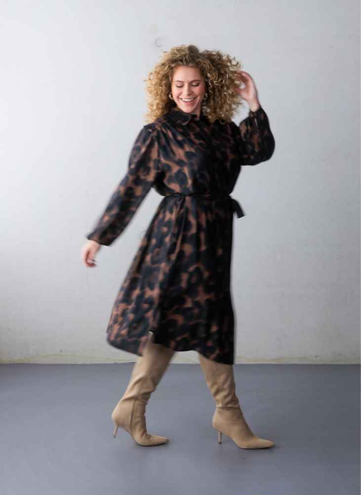 Yest Curve jurk Graciela (A005793) bruin