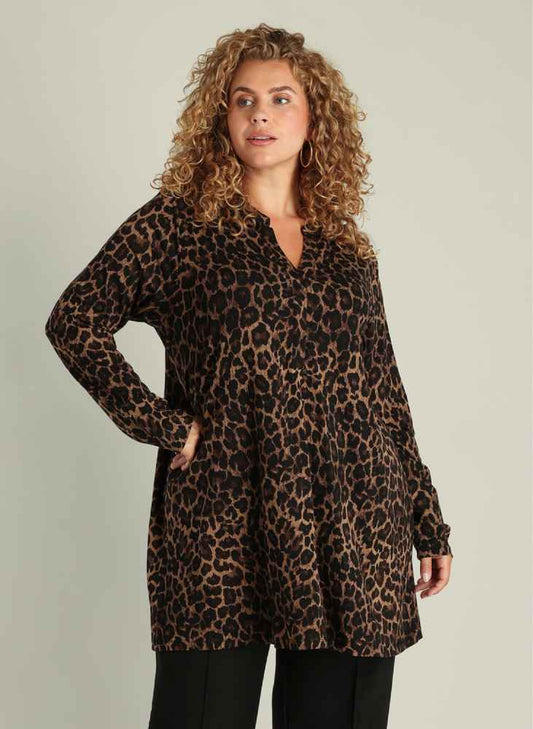 Yest Curve shirt met v-hals A006005 Leopard