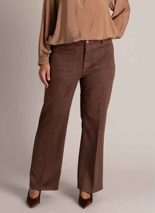 Yest Curve suedine broek Vienne bruin