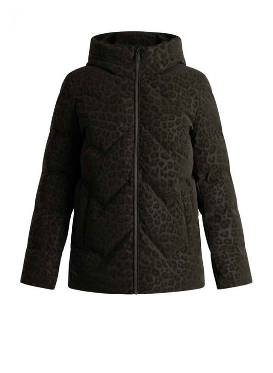 Yest gewatteerde jas Rosa olijfgroen, animal print
