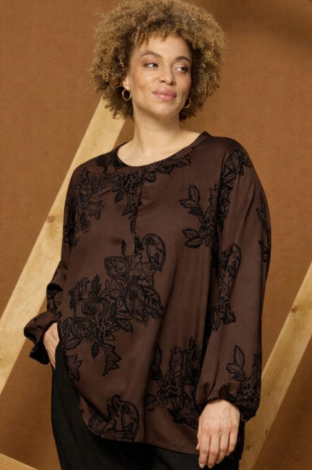 Zhenzishirtmetbloemenprint201614bruin__1