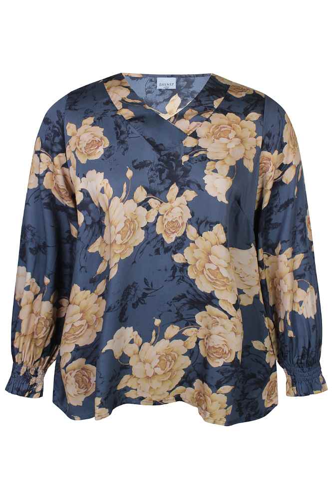 Zhenzi blouse met bloemenprint blauw
