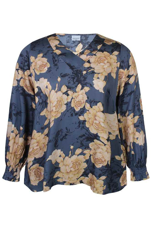 Zhenzi blouse met bloemenprint blauw