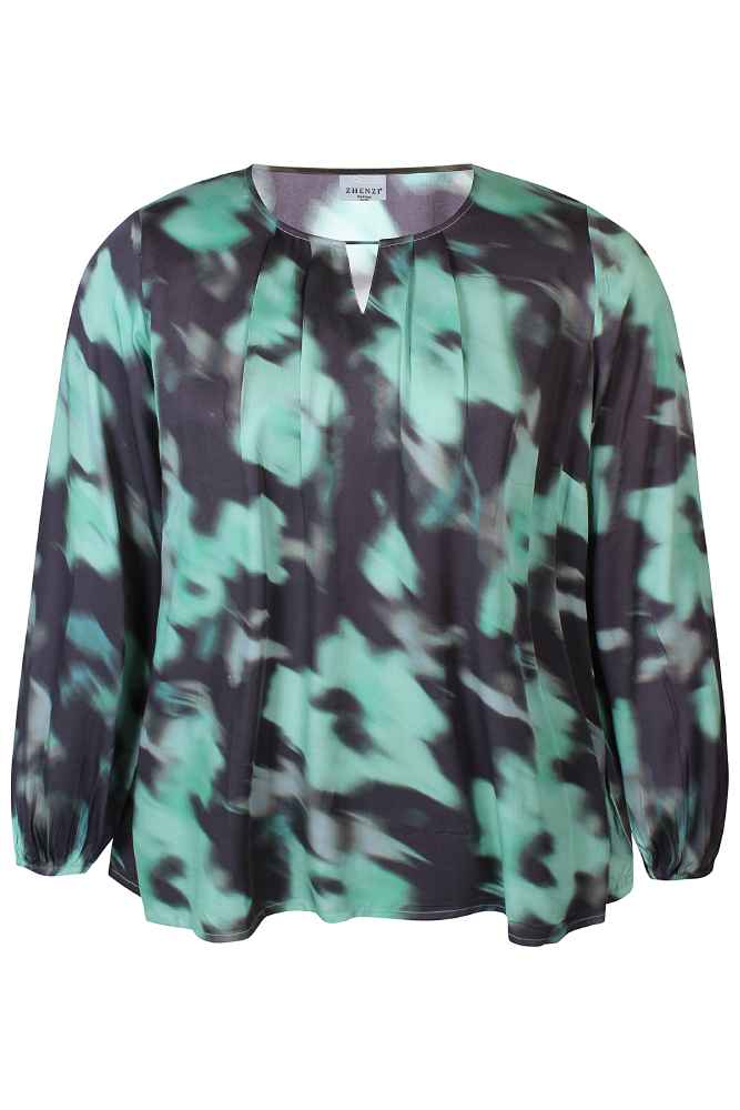 Zhenzi shirt met print 201131 Vera Teal