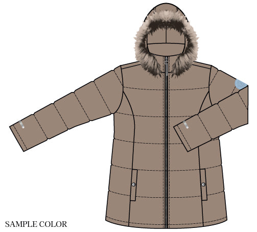 Zhenzi winterjas beige, detailfoto