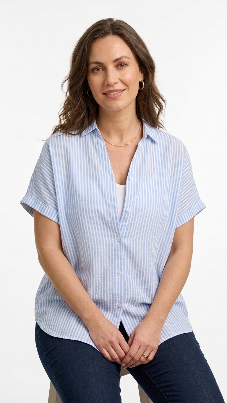 Only Carmakoma blouse met kraag 15295982 CARPENNA Blauw