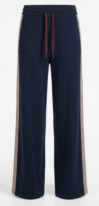 Phebe broek wijde pijpen streep zijnaad Viv Blauw